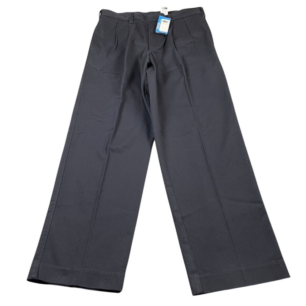 IZOD PerformX Mens Pleated Dress Pants Navy Blue 32x30 Stretch Cotton Trousers